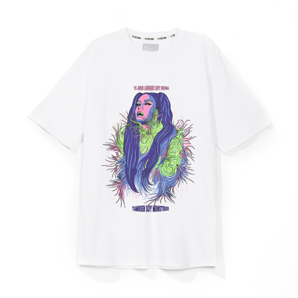 POLERA MANGA CORTA MOUNSTRO BLANCA